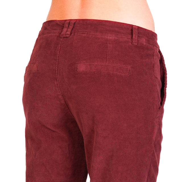 Zeroassoluto-LOIS chino trousers in stretch corduroy - wine