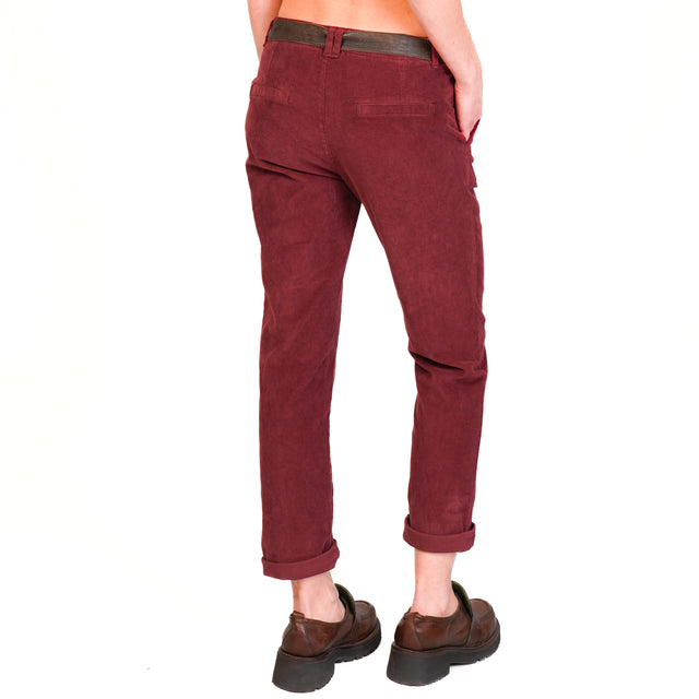 Zeroassoluto-Pantalone LOIS chino velluto millerighe elasticizzato - vino