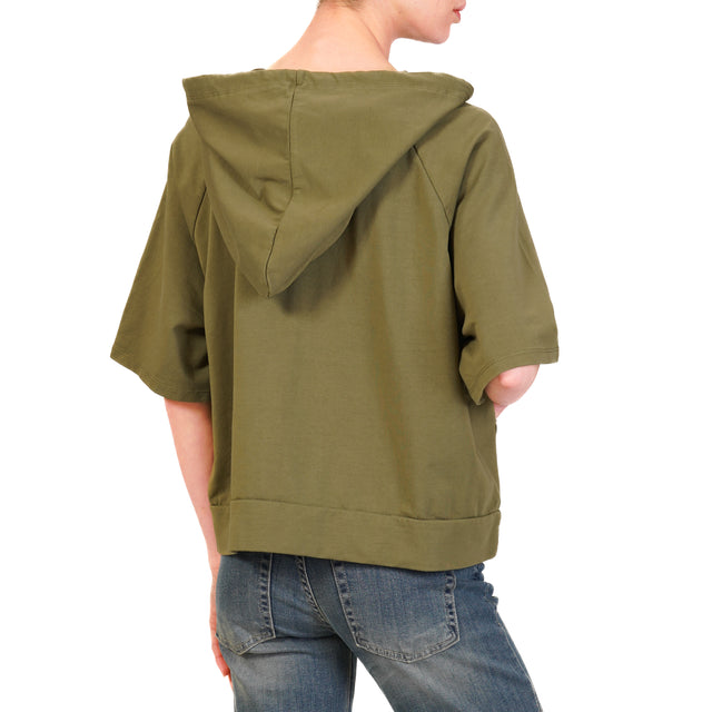 Zeroassoluto-Felpa light con cappuccio - militare