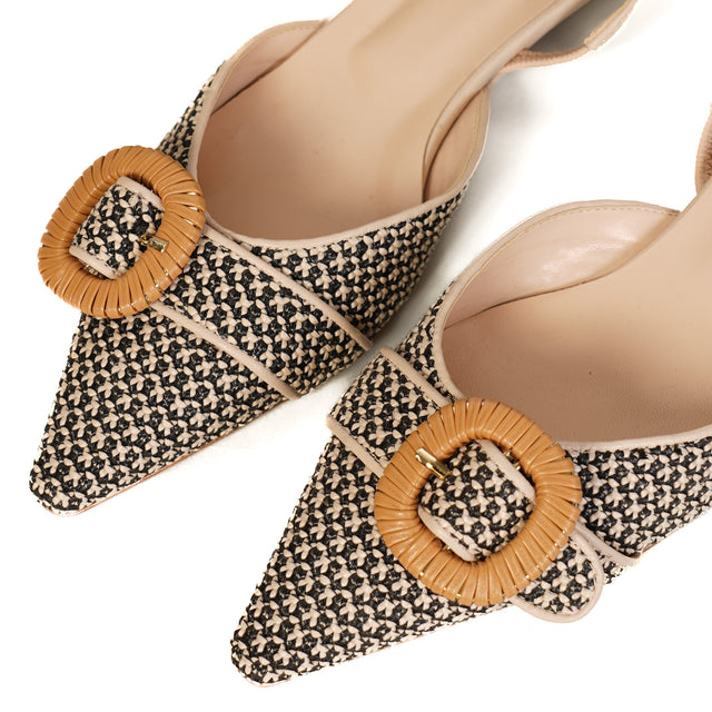 Ovye'-Slingback con rafia - sand/nero