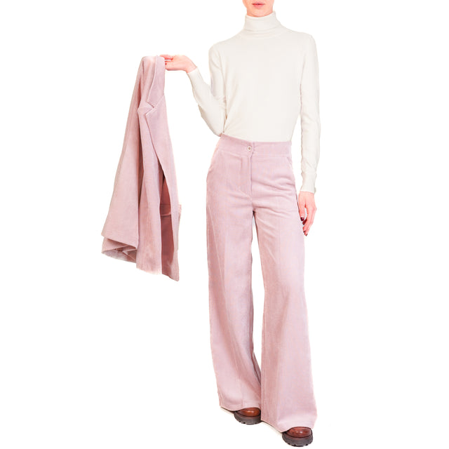 Zeroassoluto- Pantalone ANDY velluto 500 righe - rosa