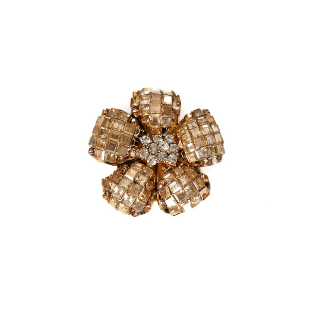 W by Whitemood-Spilla fiore con strass - gold