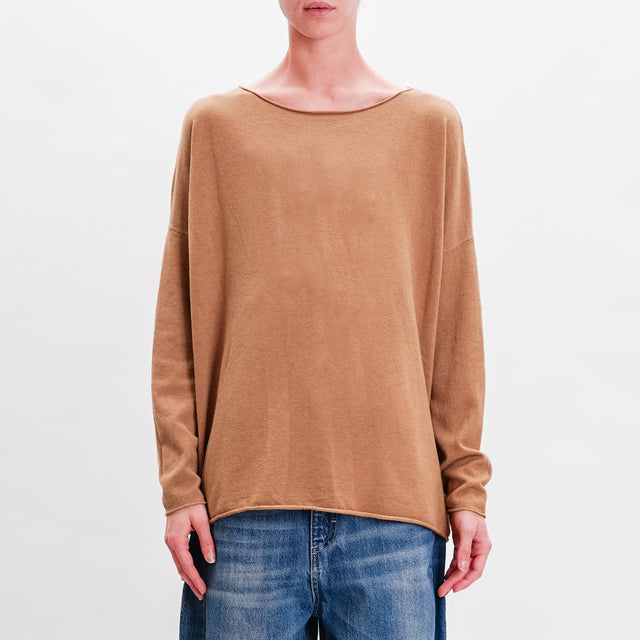 Zeroassoluto-Maglia stondata oversize - camel