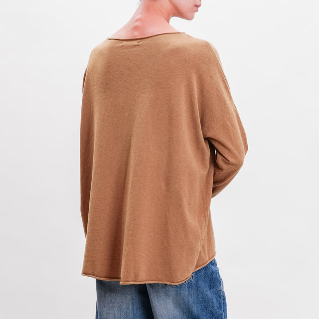 Zeroassoluto-Maglia stondata oversize - camel