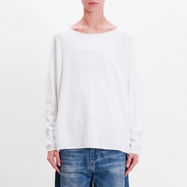 Zeroassoluto-Maglia stondata oversize - latte