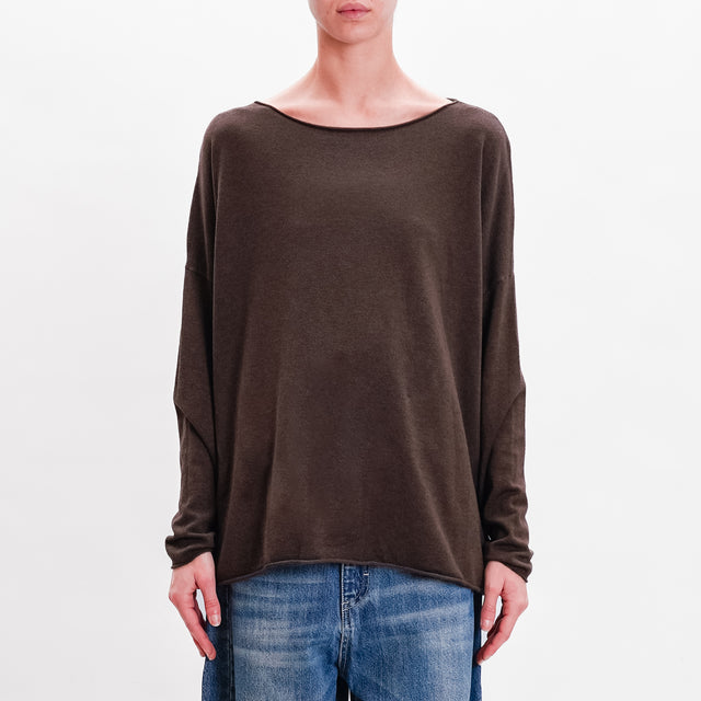 Zeroassoluto-Maglia stondata oversize - cioccolato