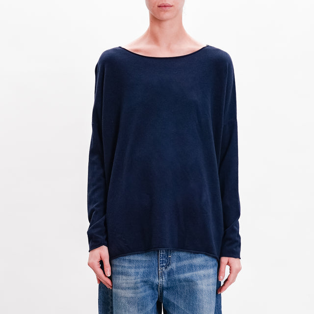 Zeroassoluto-Maglia stondata oversize - blu