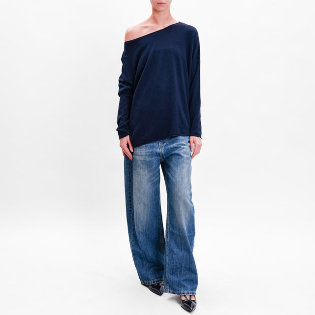 Zeroassoluto-Maglia stondata oversize - blu