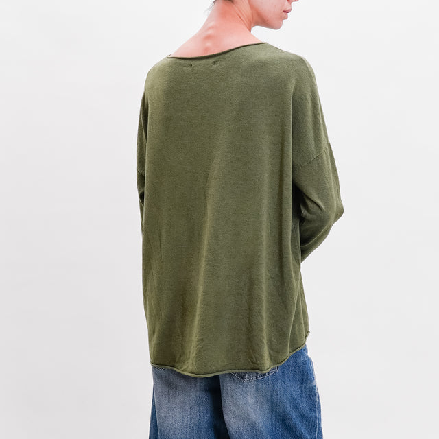 Zeroassoluto-Maglia stondata oversize - militare