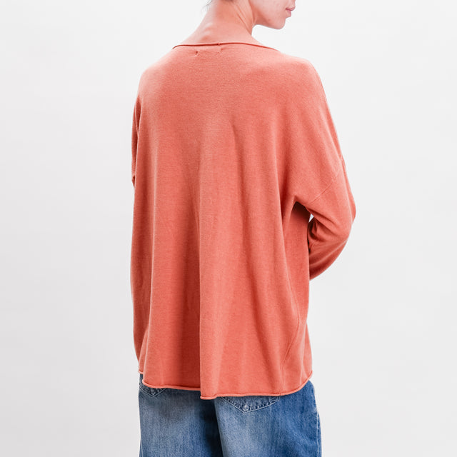 Zeroassoluto-Oversized rounded sweater - cinnamon