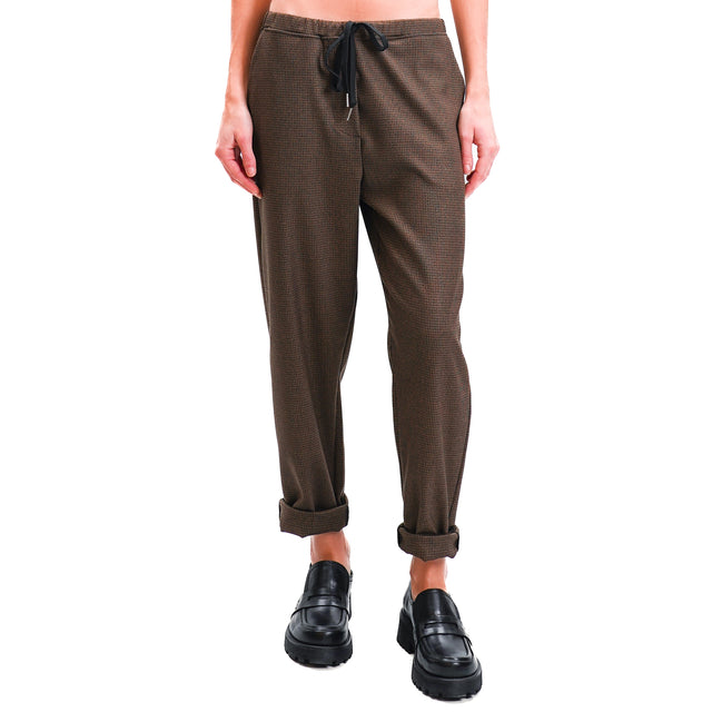 Zeroassoluto-GILDA baggy trousers with drawstring - pied de poule cigar/black