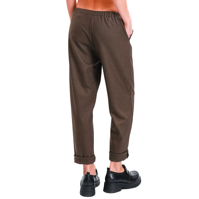 Zeroassoluto-GILDA baggy trousers with drawstring - pied de poule cigar/black