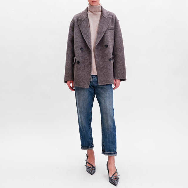 Vicolo-Handmade double-breasted jacket mixed wool - mink