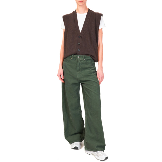 Tensione in-Pantalone GIUSI velluto superpocket - verde bosco