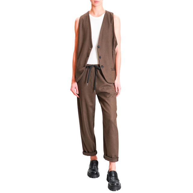 Zeroassoluto-GILDA baggy trousers with drawstring - pied de poule cigar/black