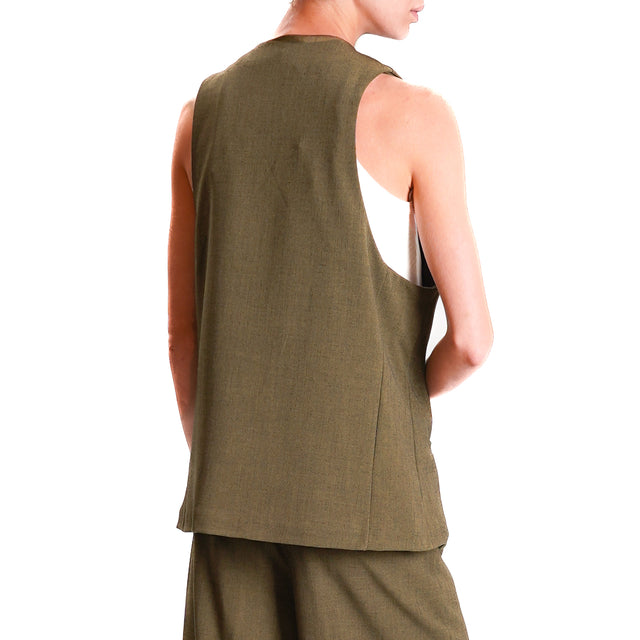 Zeroassoluto-GILY 3-button waistcoat - melange olive