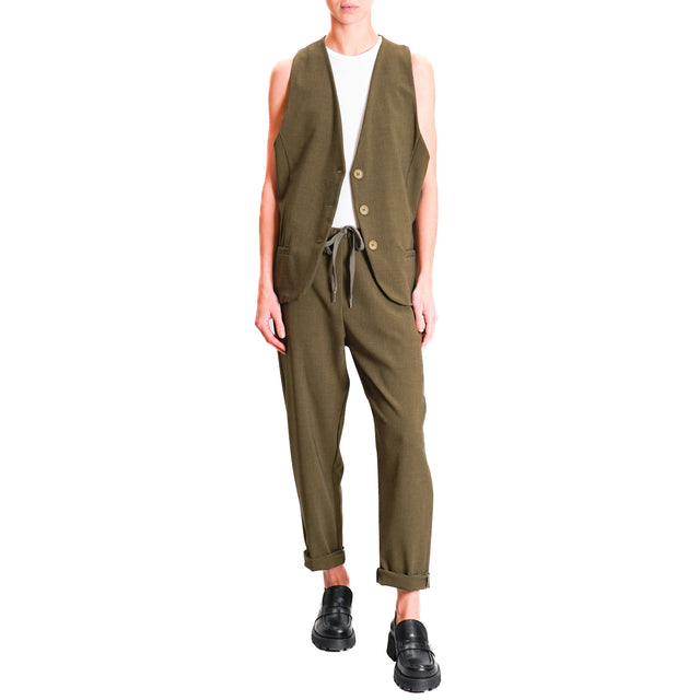 Zeroassoluto-GILY 3-button waistcoat - melange olive