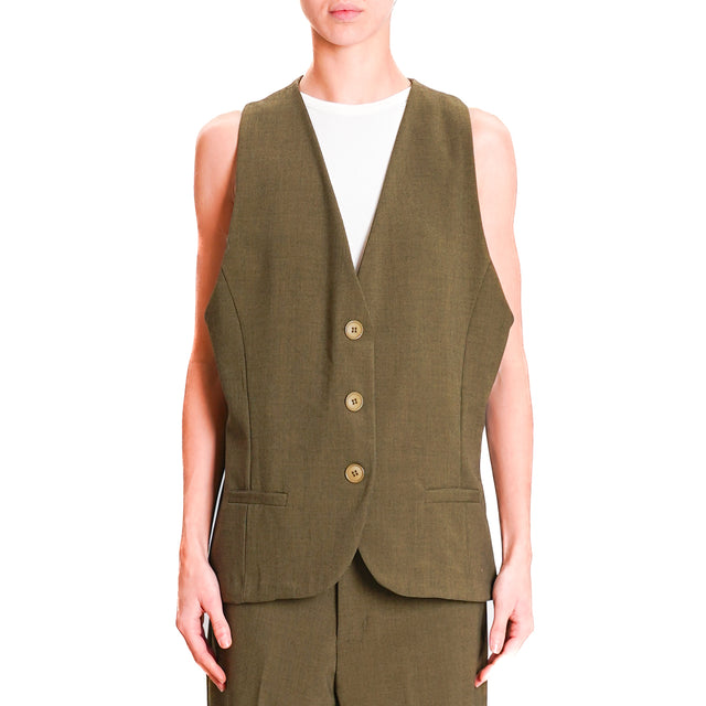 Zeroassoluto-GILY 3-button waistcoat - melange olive