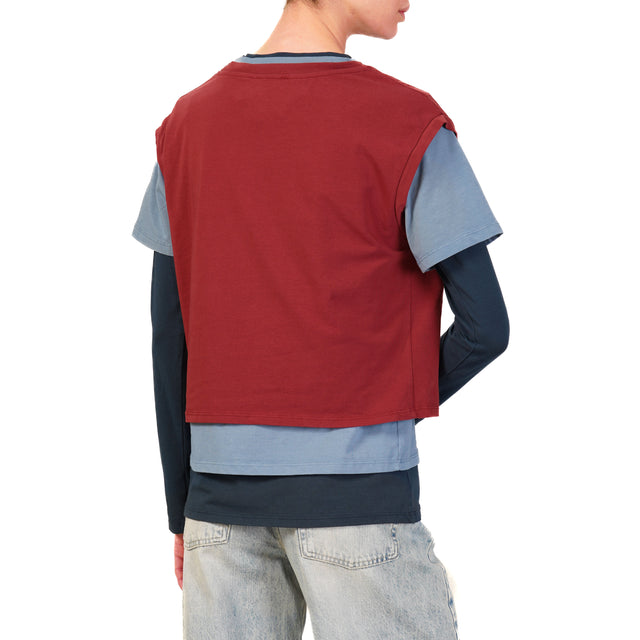 Zeroassoluto-Set tre t-shirt in jersey elasticizzato - cherry/avio/blu