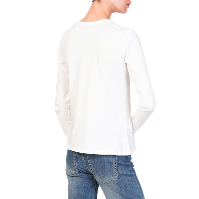 Zeroassoluto-T-shirt girocollo stretto cotone elasticizzato - bianco