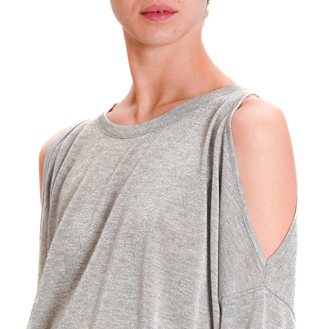 Kontatto-T-shirt cut out lurex - grigio