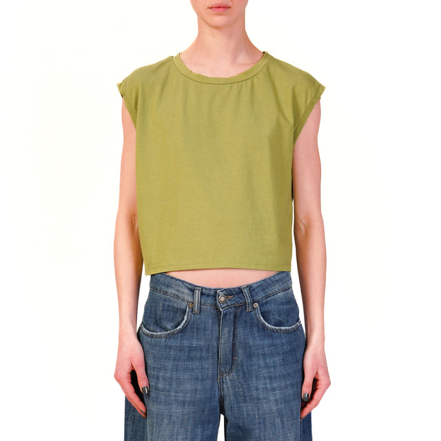 Zeroassoluto-T-shirt smanicata cotone elasticizzato - olio