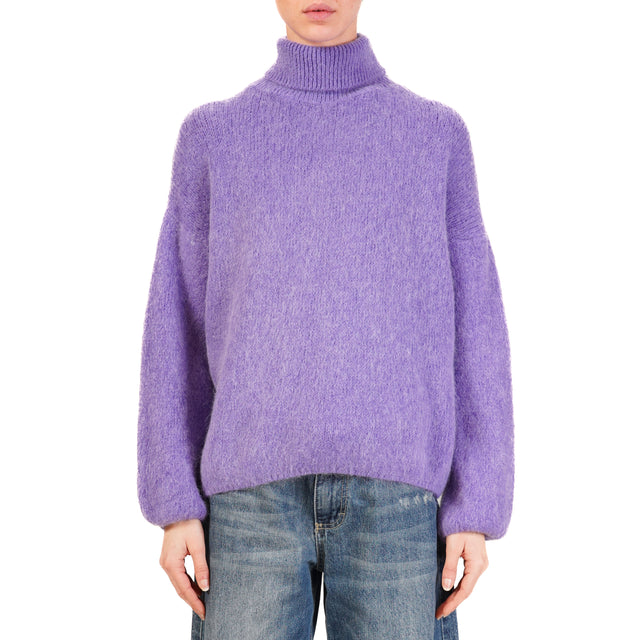 Zeroassoluto-Maglia collo alto alpaca - viola