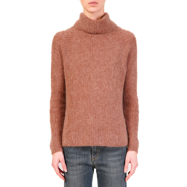 Zeroassoluto-Maglia collo alto alpaca - blush