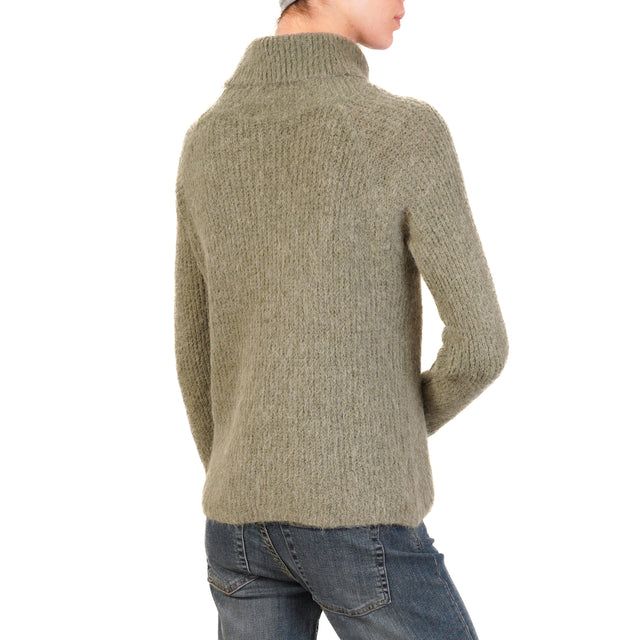 Zeroassoluto-Maglia collo alto alpaca - militare