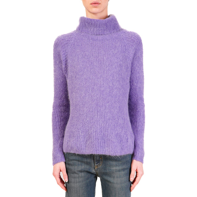 Zeroassoluto-Maglia collo alto alpaca - viola