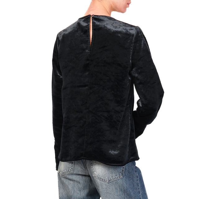 Vicolo-Blouse velvet button back - black