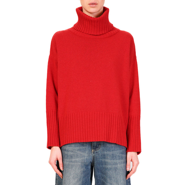 Tensione in-Maglia collo alto misto cashmere - rosso