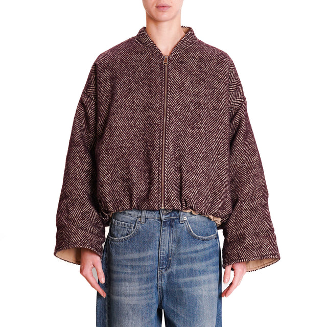 Tension in-Bomber double-faced herringbone - wine