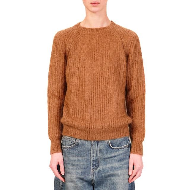 Vicolo-Ribbed Mohair Sweater - Leather