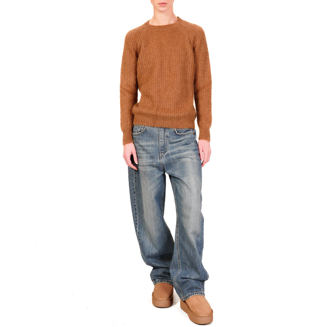 Vicolo-Ribbed Mohair Sweater - Leather