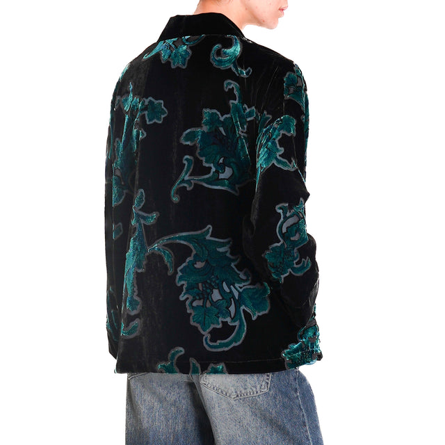 Wu'side-Kimono devorè in velvet - teal/black