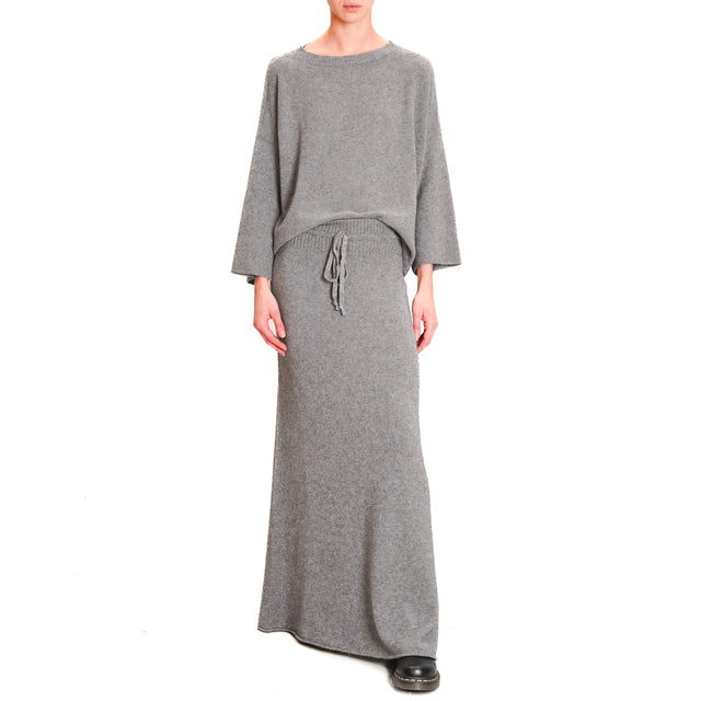 Kontatto-QS Knit Skirt with Drawstring - Medium Grey