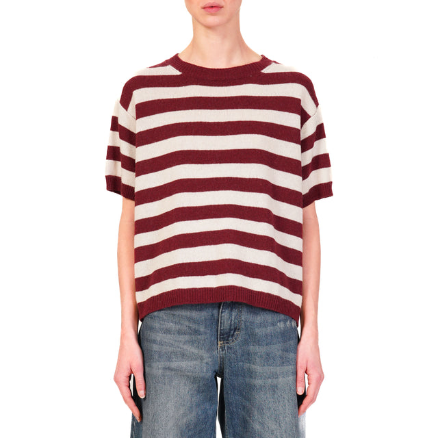 Dixie-Maglia righe misto cashmere - bordeaux/latte