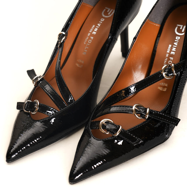 Divine follies-3 buckle pumps - black naplak