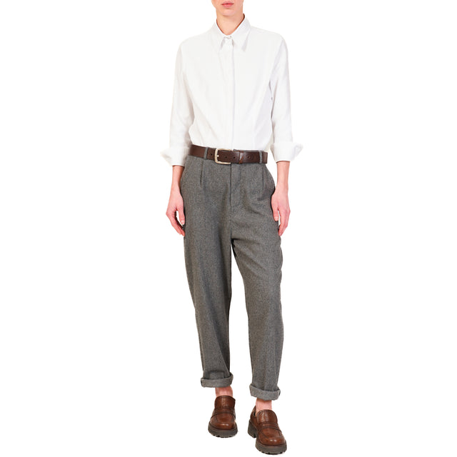 Zeroassoluto-IVY flannel trousers with elastic back - grey