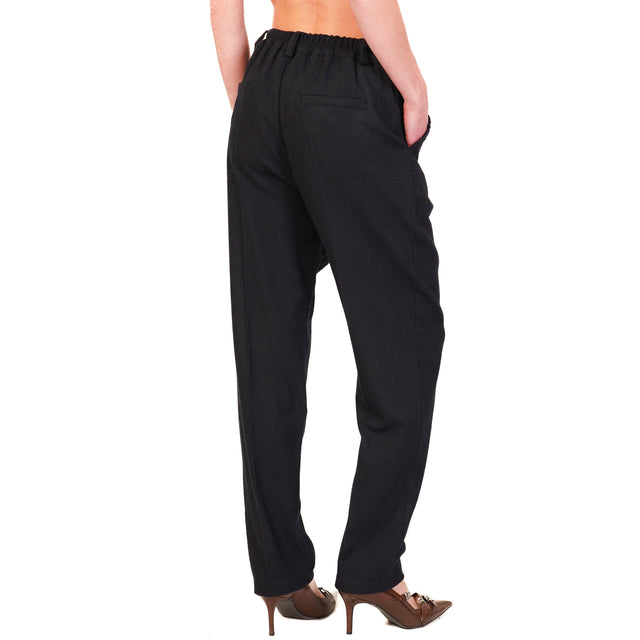 Zeroassoluto-Pantalone IVY flanella elastico dietr - blu