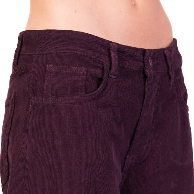 Zeroassoluto-Pantalone LANY velluto millerighe - burgundy