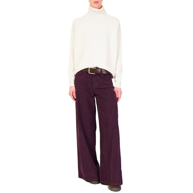 Zeroassoluto-Pantalone LANY velluto millerighe - burgundy