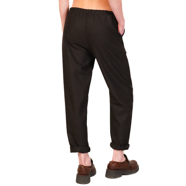 Zeroassoluto-GILDA flannel baggy trousers - dark brown