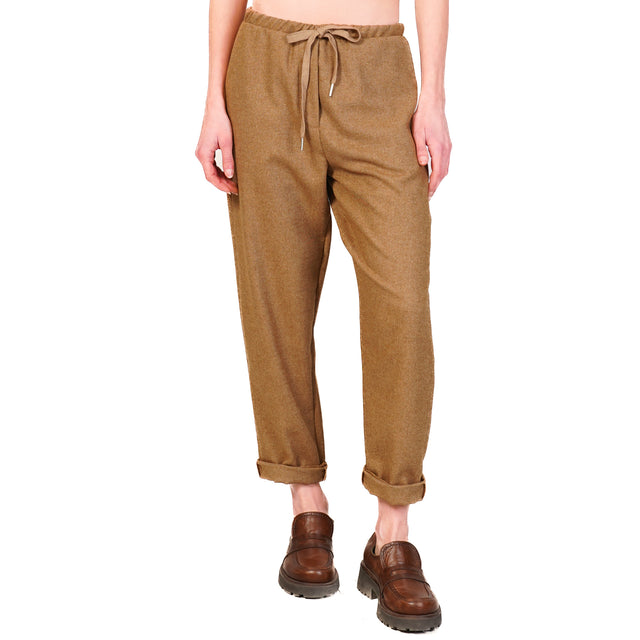 Zeroassoluto-GILDA flannel baggy pants - camel