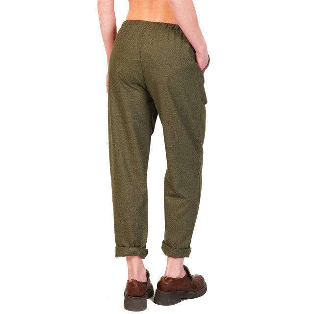 Zeroassoluto-Pantalone GILDA flanella baggy - militare