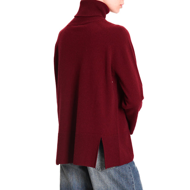 Tension in-Maglia box turtleneck 100% wool SOFT - Bordeaux