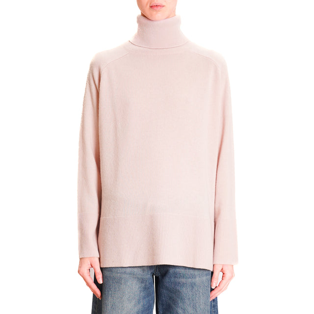 Tension in-Maglia box turtleneck 100% wool SOFT- pink