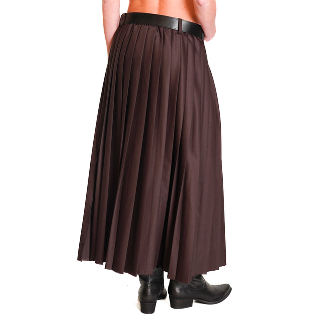 Vicolo-Pleated skirt with slit - chocolate