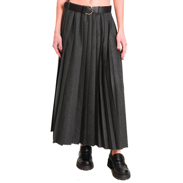 Vicolo-Skirt pleated side slit - anthracite melange